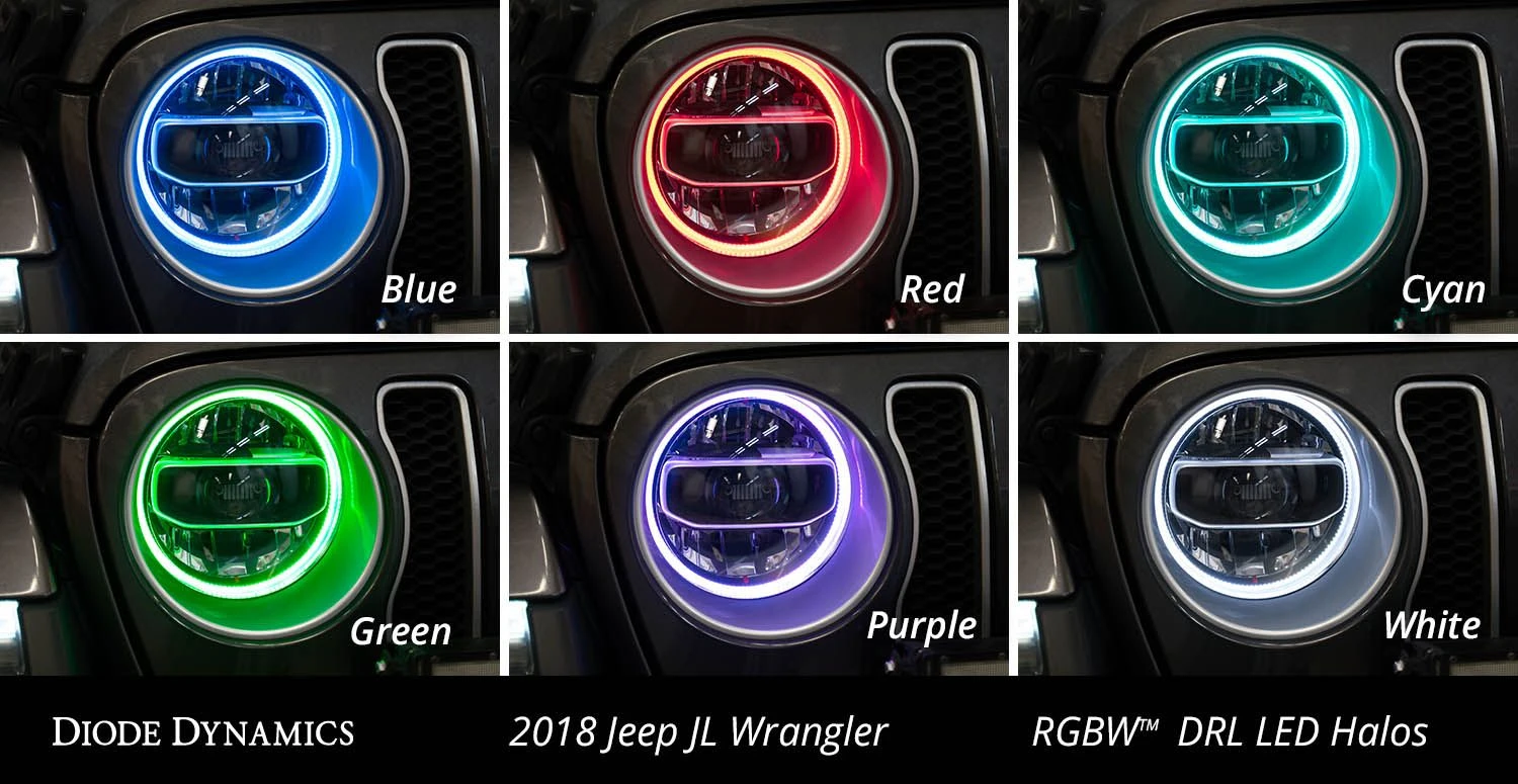Diode Dynamics RGBW HD LED Halos For 2018-2024 Jeep JL Wrangler 8 Diode Dynamics RGBW HD LED Halos For 2018-2024 Jeep JL Wrangler - Image 6