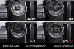 Diode Dynamics Elite LED Headlights For 2018-2024 Jeep JL Wrangler -Winnipeg Hid Store 2018 jeep jl wrangler headlight comparison collage 1