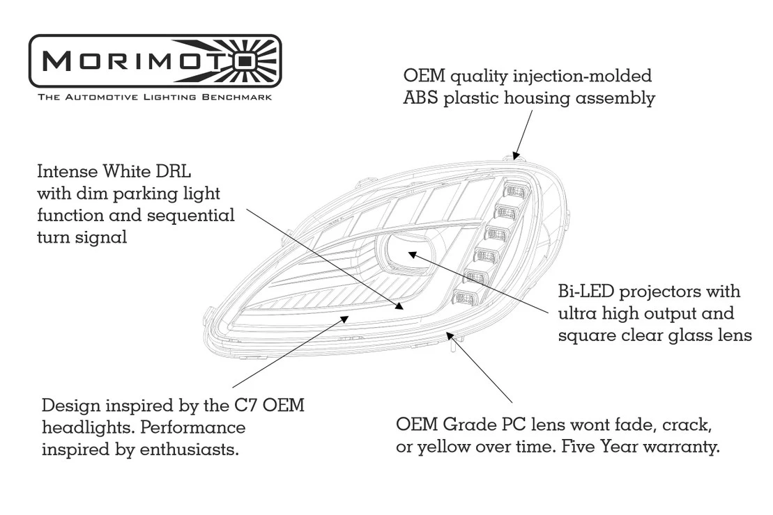 Chevrolet Corvette (05-13): Morimoto XB LED Headlights (C7 Style) 13 Chevrolet Corvette (05-13): Morimoto XB LED Headlights (C7 Style) - Image 11