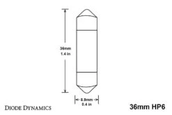 36mm: Diode Dynamics HP6 LED Bulbs -Winnipeg Hid Store 36mm hp6 dimensions