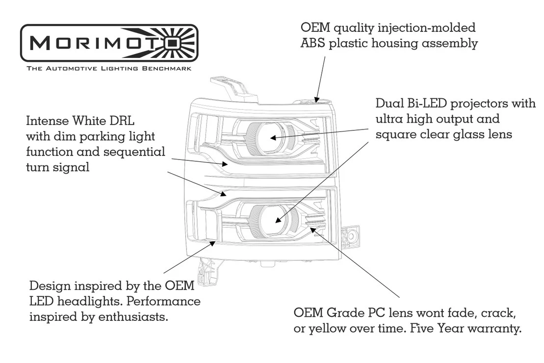 Chevrolet Silverado 1500 (14-15): Morimoto XB LED Headlights 9 Chevrolet Silverado 1500 (14-15): Morimoto XB LED Headlights - Image 7