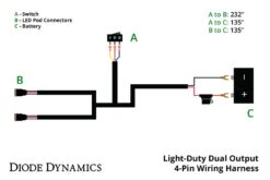Diode Dynamics Light Duty Dual Output 4-Pin Wiring Harness -Winnipeg Hid Store dd4092 light duty dual output 4 pin wiring harness diagram