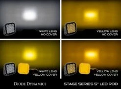 Diode Dynamics SS5 LED Pod Cover Yellow -Winnipeg Hid Store ss5 led pod white yellow cover output collage
